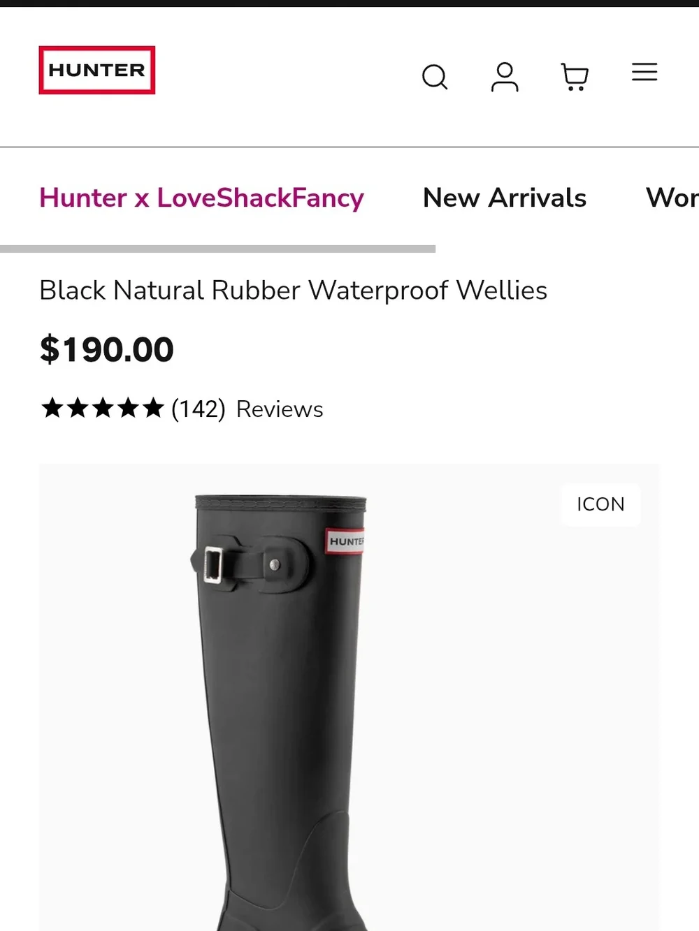 Hunter Black Tall Rubber Rain Boots with Side Buckle